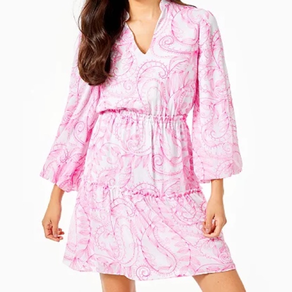 Joella Dress Raz Berry Sunshine Swirl Crinkle Sz 2